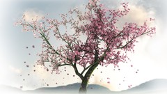 Trees cherry blossoms artwork