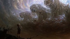 Trees children paintings Tigers artwork fantasy art