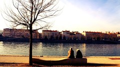 Trees cityscapes France couple