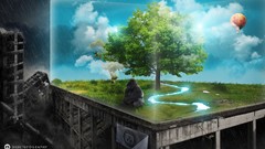 Trees cityscapes wildlife Desktopography gorillas