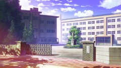 Trees clouds Anime buildings