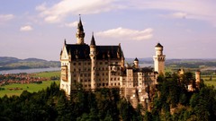 Trees clouds architecture Neuschwanstein Castle