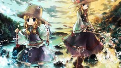 Trees clouds bubbles Plants Anime hats Ribbons blondes long 