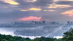 Trees clouds cities skyscapes
