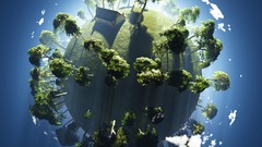 Trees clouds Earth planets skies