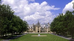 Trees clouds Fountains architecture mansion north carolina
