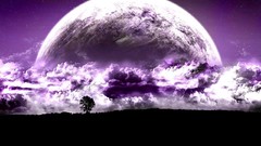 Trees clouds moon abstract