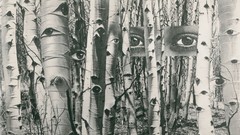Trees collage surrealism eyes forests grayscale Herbert Bayer