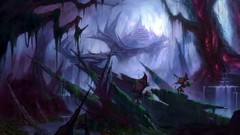 Trees dark Castles sanctuary fantasy art