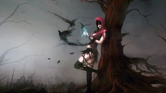 Trees dark woman Birds dragon age morrigan forests video games 