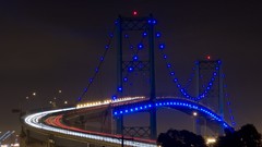 Trees dawn lights traffic lights Bridges cityscapes