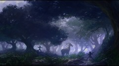 Trees deer paintings hunt forests digital art Andreas Rocha