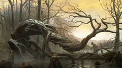 Trees digital art tree trunk