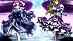 Trees dress hats fun blondes pink hair long hair pink eyes 