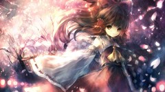 Trees dress red eyes red dress bows long hair brunettes flower 