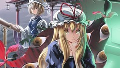 Trees eyes Anime brown hats Ribbons blondes long hair anime 