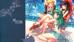 Trees feet palm trees sitting bows blondes bracelets smiling 