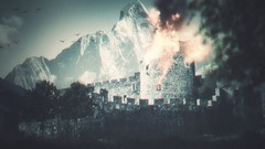 Trees fire Mountains patterns smoke Birds explosions Lions 