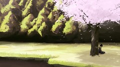 Trees flower petals artwork