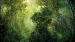 Trees forests moss artwork