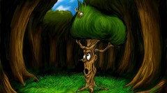 Trees funny squirrels artwork