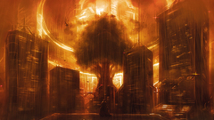 Trees futuristic apocalyptic cities