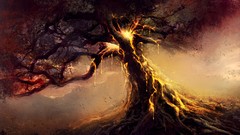 Trees golden drawings