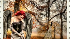 Trees Gothic woman wings Fairies redheads