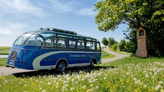Trees grass blue cars germany bus