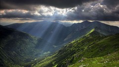 Trees grass Mountains clouds Poland sunlight HDR Photography
