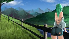 Trees grass water clouds sky Shorts greenery skies green hair 