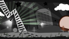 Trees gray Stars feet light ladder broken buildings tracks