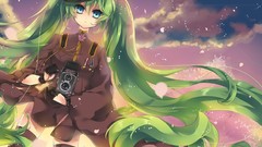 Trees hats Cameras gloves stockings long hair green eyes 