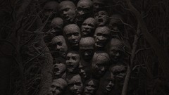 Trees head skulls human masks cathedrals renders