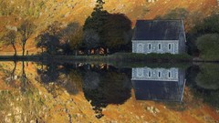 Trees Ireland lakes reflections buildings bing
