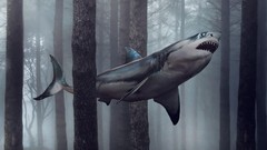 Trees jungle Sharks funny WTF