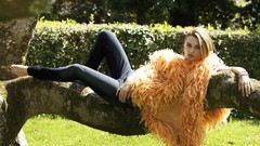 Trees Keira Knightley sitting outdoors