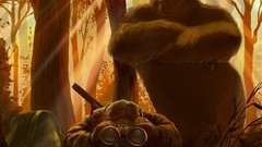 Trees light binoculars hunting funny hunter forests