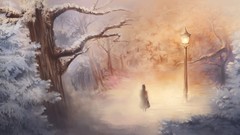 Trees light woman paintings