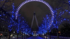 Trees lights cityscapes ferris wheels