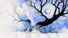 Trees moon artwork