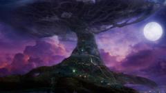 Trees moon fantasy art