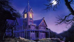 Trees moon houses king diamond artwork