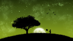 Trees moon silhouettes