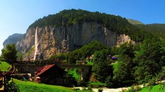 Trees Mountains houses