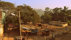Trees Mountains India Asia houses cityscapes