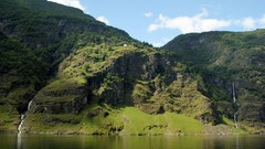 Trees Mountains waterfalls cliffs lakes