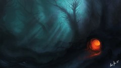 Trees night dark forests artwork fantasy art