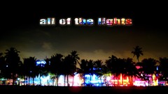 Trees night lights Miami silhouettes multicolor street lights 