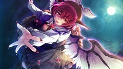 Trees night moon wings dress hats flying red eyes stockings 